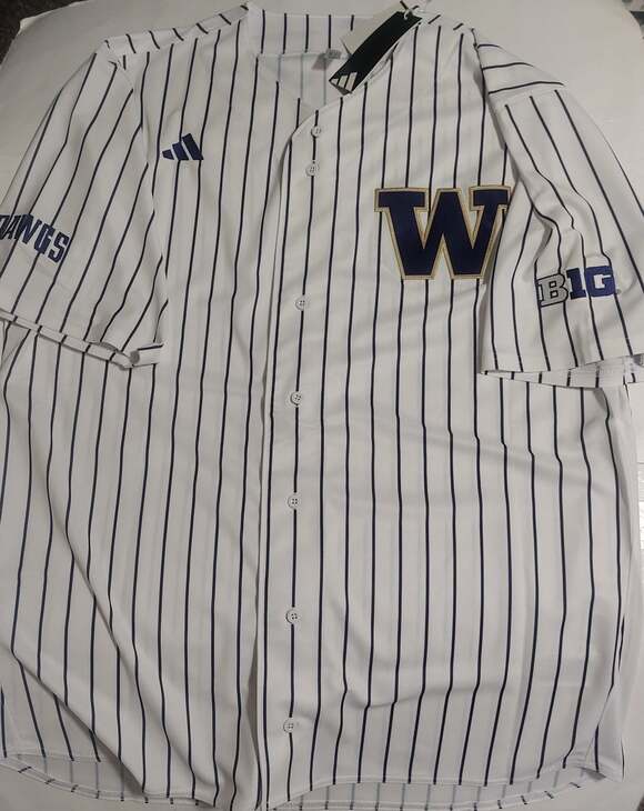 adidas Other - adidas Washington Huskies Mens 2XL White Pinstripe Baseball Jersey Big 10 NWT